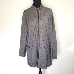 Eileen Fisher Jacket hemp organic cotton zip knit Long Gray M